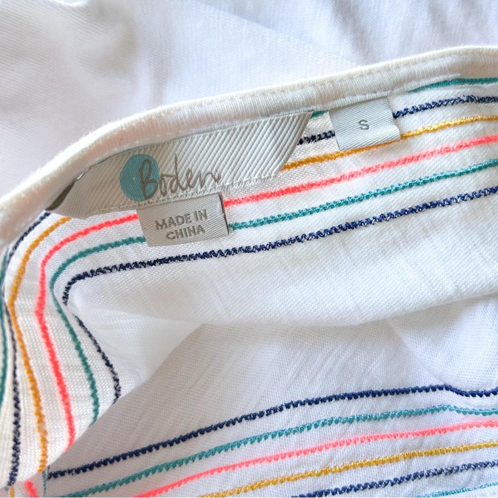 Boden Eloise Jersey Kaftan Tunic Beach Coverup Cotton Boho White Colorful Small - Picture 3 of 16